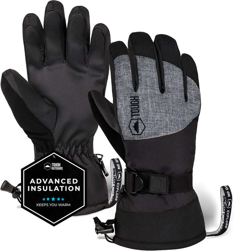 Tough Outdoors Men's Winter Ski Gloves, Waterproof, Insulated, Snowboarding Gloves & Skiing Gloves, Adult Size, Black - Image 1